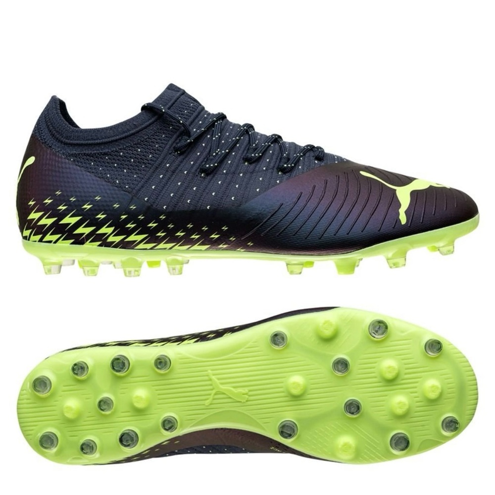 Puma Black and Neon Yellow Cleats